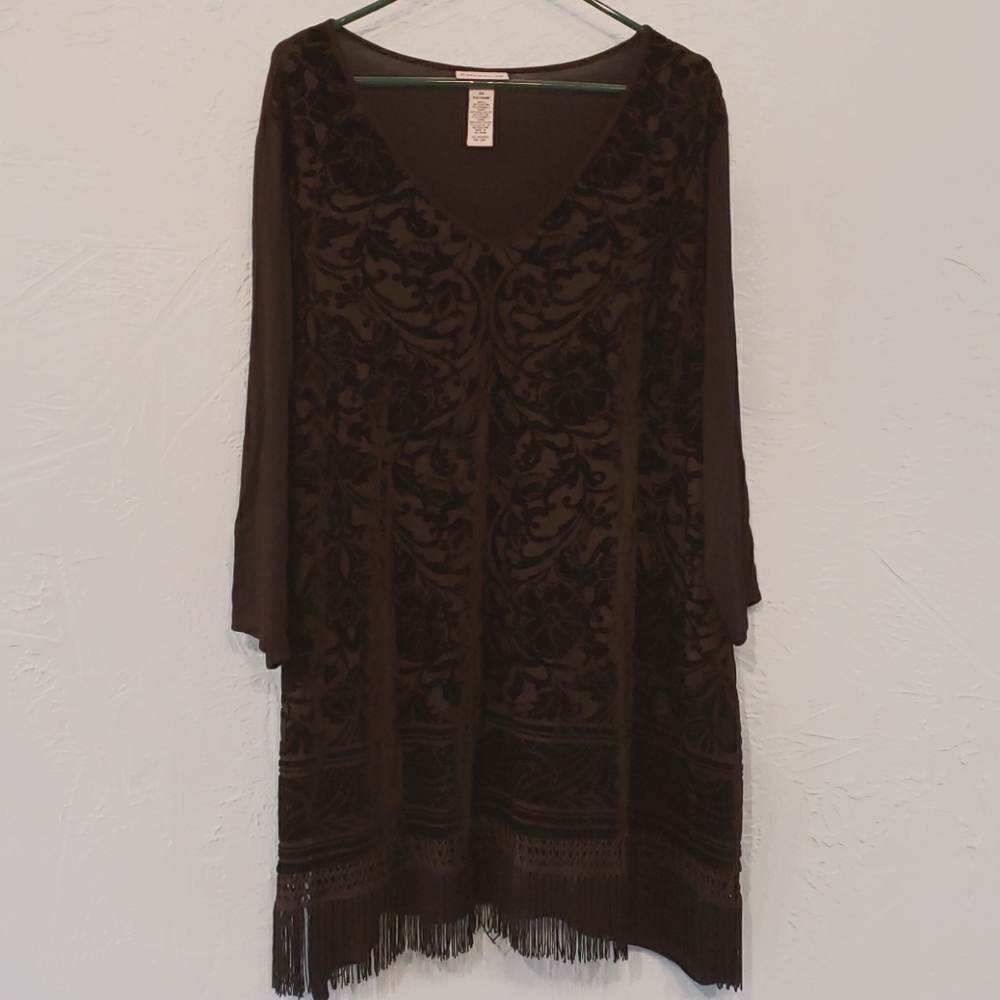 Catherines 2x velour floral textured tunic